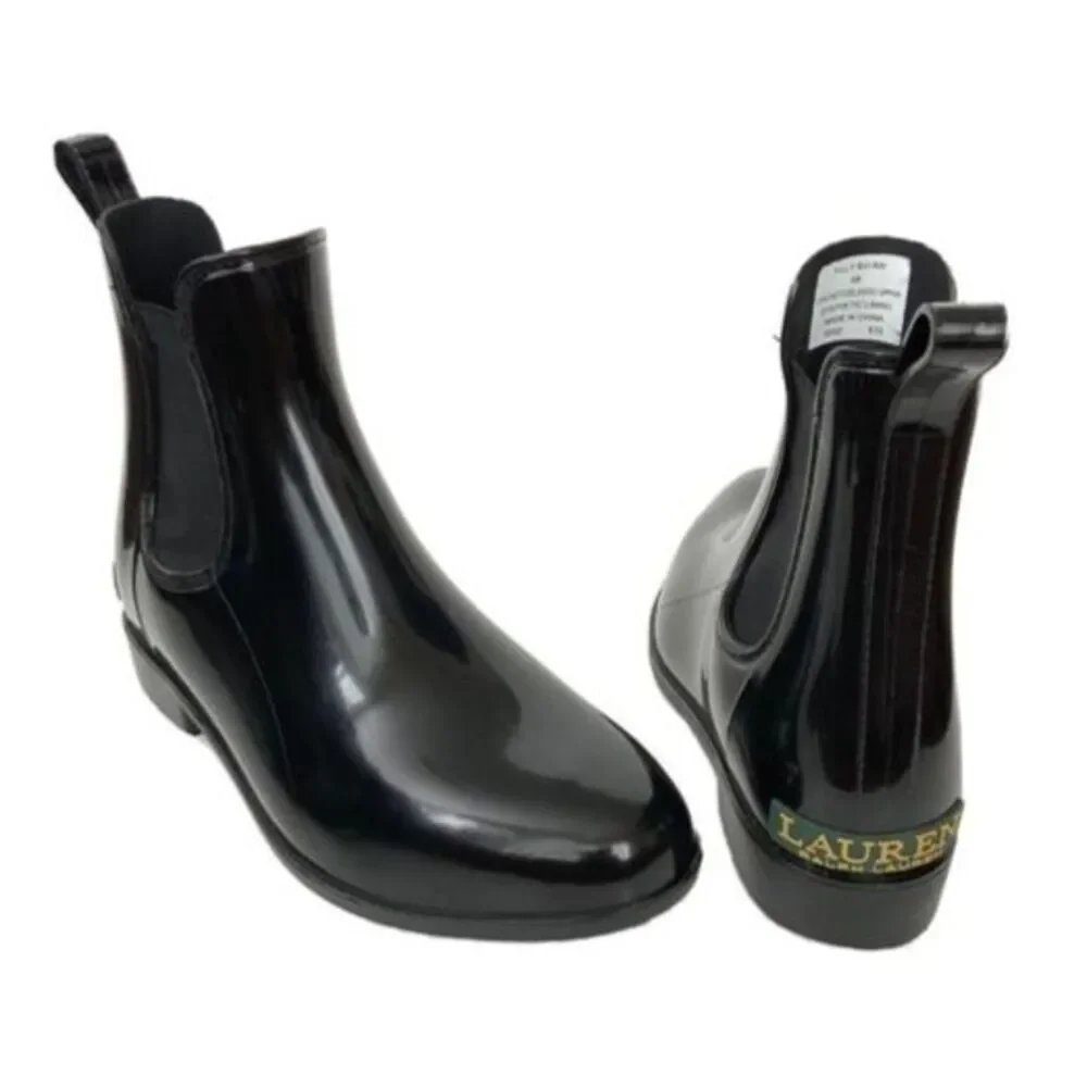 Lauren Ralph Lauren Tally Ankle Waterproof Rain Boots Black 6
